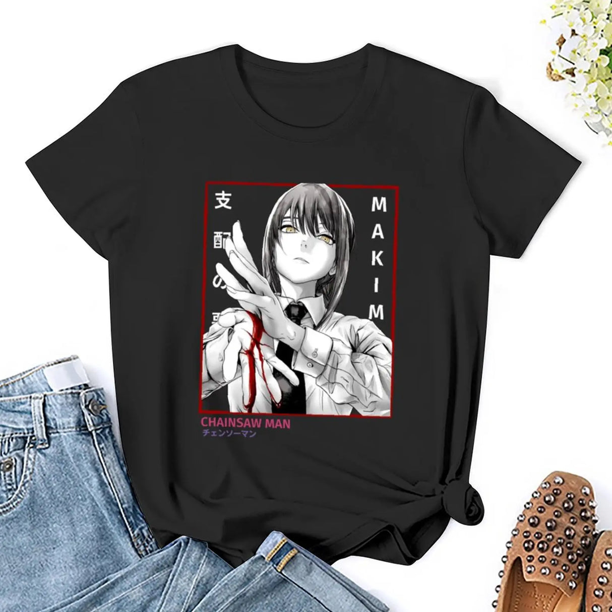 MAKIMA CHAINSAW T-shirt Female clothing Short sleeve tee
