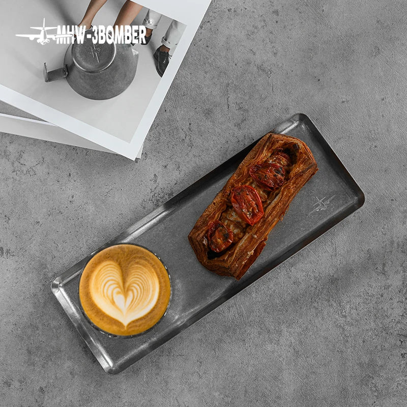 MHW-3BOMBER Vintage Espresso Coffee Bar Tray Rectangular Stainless