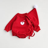 MILANCEL Baby Bodysuit Christmas One Piece Embroidery Santa