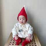 MILANCEL Christmas Baby Bodysuit Hat Infant Fleece Lining