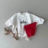 MILANCEL Christmas Baby Bodysuit Hat Infant Fleece Lining