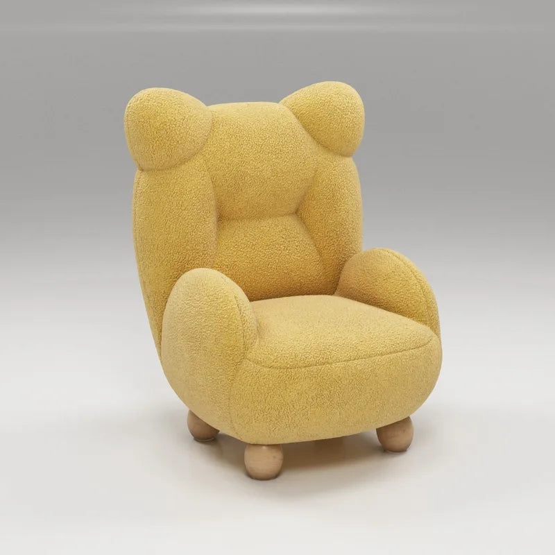 MOMO Lamb Velvet Cream Children's Bear Sofa Chair