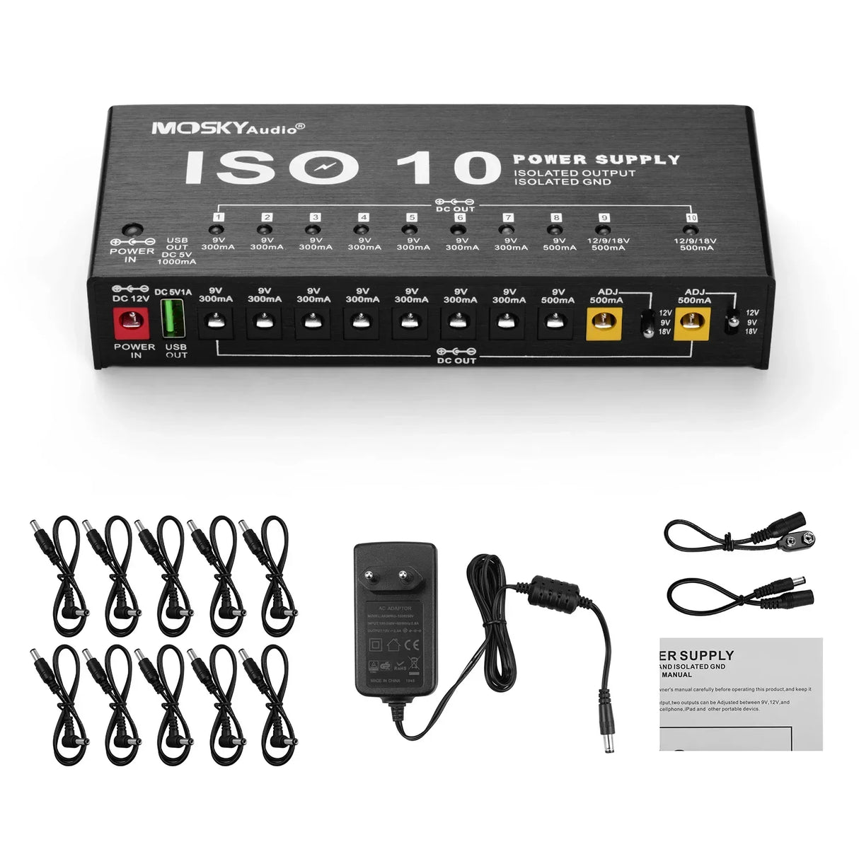 MOSKYAudio ISO-10 Portable Guitar Effect Power Supply Station