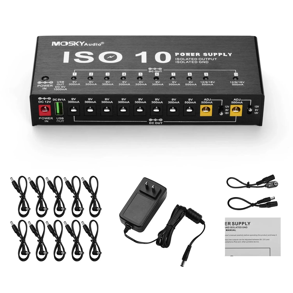 MOSKYAudio ISO-10 Portable Guitar Effect Power Supply Station