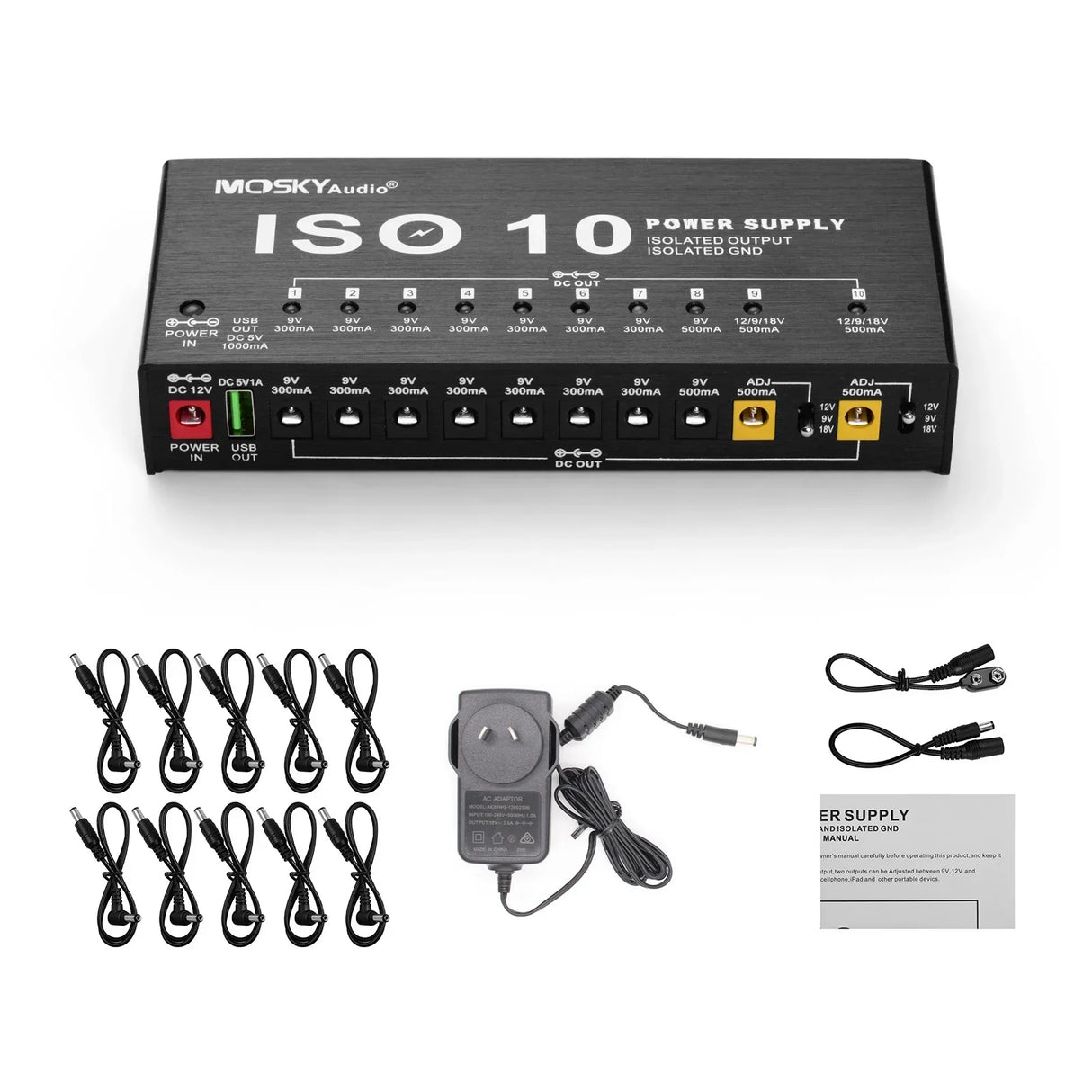 MOSKYAudio ISO-10 Portable Guitar Effect Power Supply Station