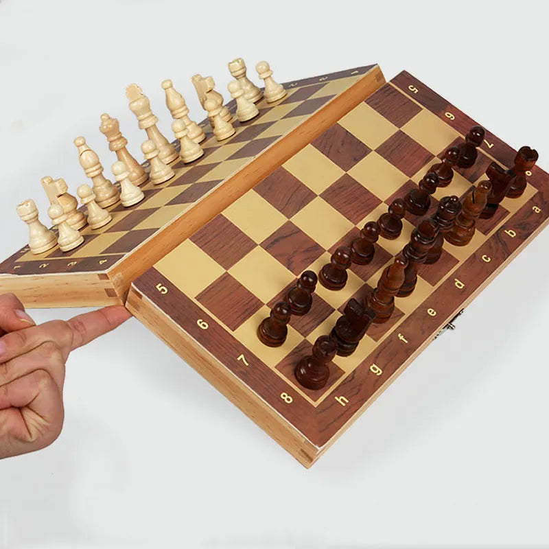 Magnetic Wooden Folding Chess Set Felted Game Board