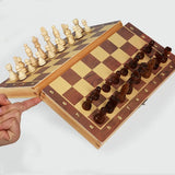 Magnetic Wooden Folding Chess Set Felted Game Board