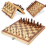 Magnetic Wooden Folding Chess Set Felted Game Board