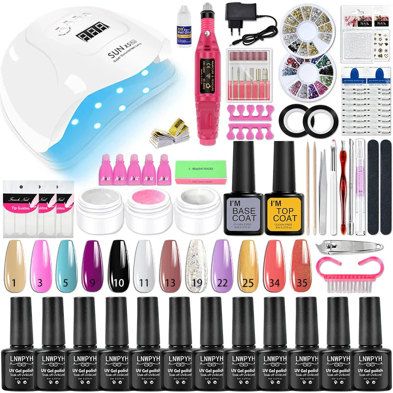 Manicure Set Poly Nail Gel Kit with 36/132W