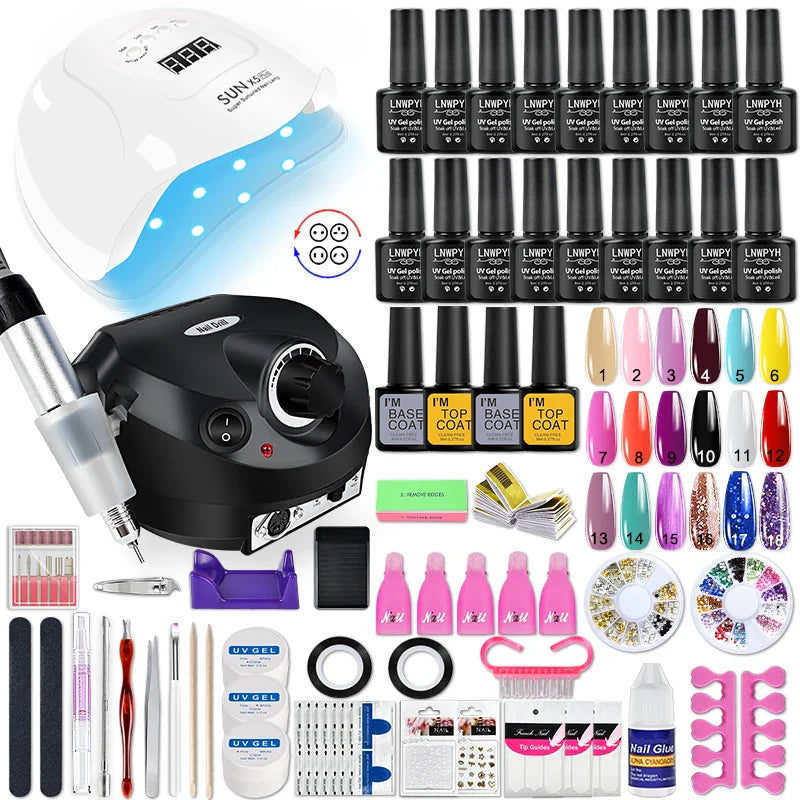 Manicure Set Poly Nail Gel Kit with 36/132W