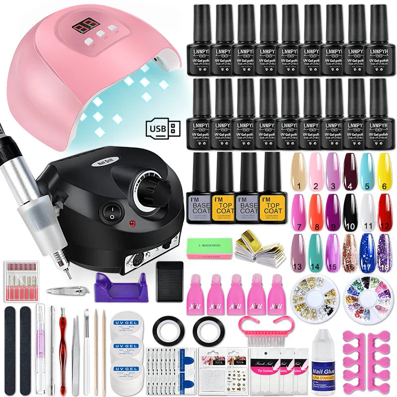 Manicure Set Poly Nail Gel Kit with 36/132W