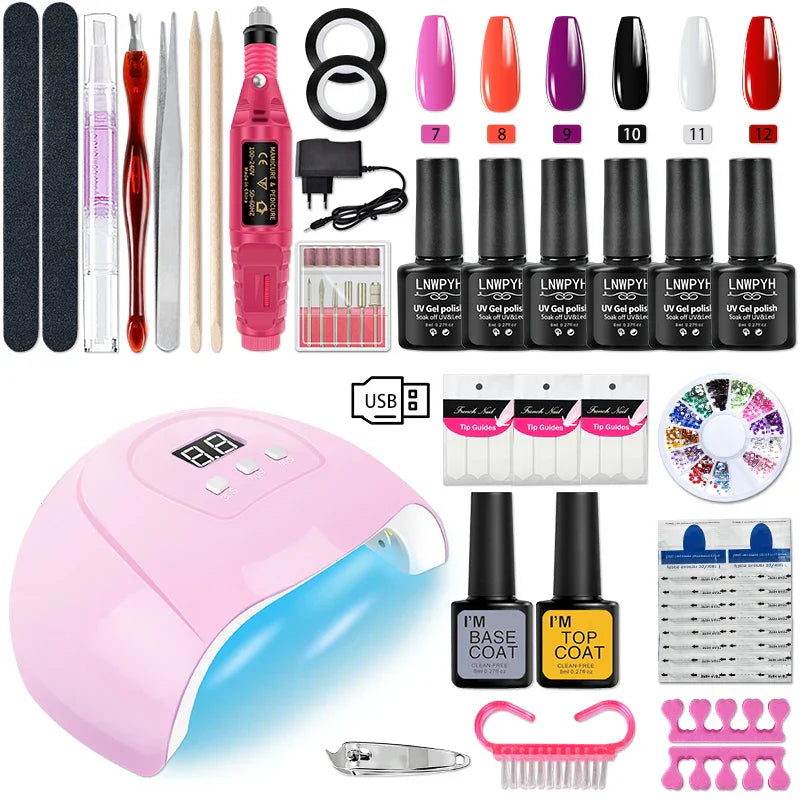 Manicure Set Poly Nail Gel Kit with 36/132W