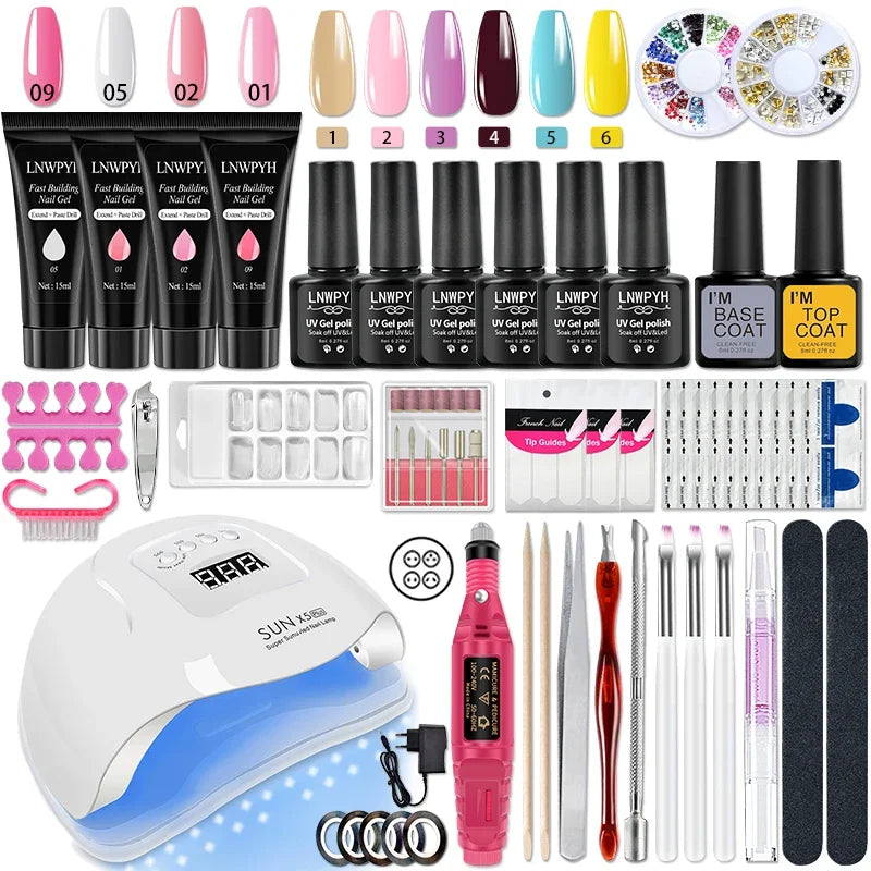 Manicure Set Poly Nail Gel Kit with 36/132W