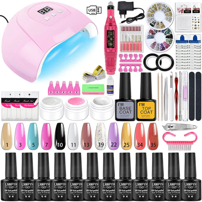 Manicure Set Poly Nail Gel Kit with 36/132W