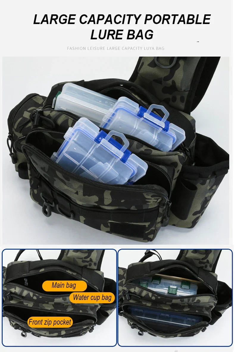 Men Fishing Tackle Bags Single Shoulder Crossbody Bag