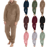 Men Plush Teddy Fleece Pajamas Winter Warm Hoodies