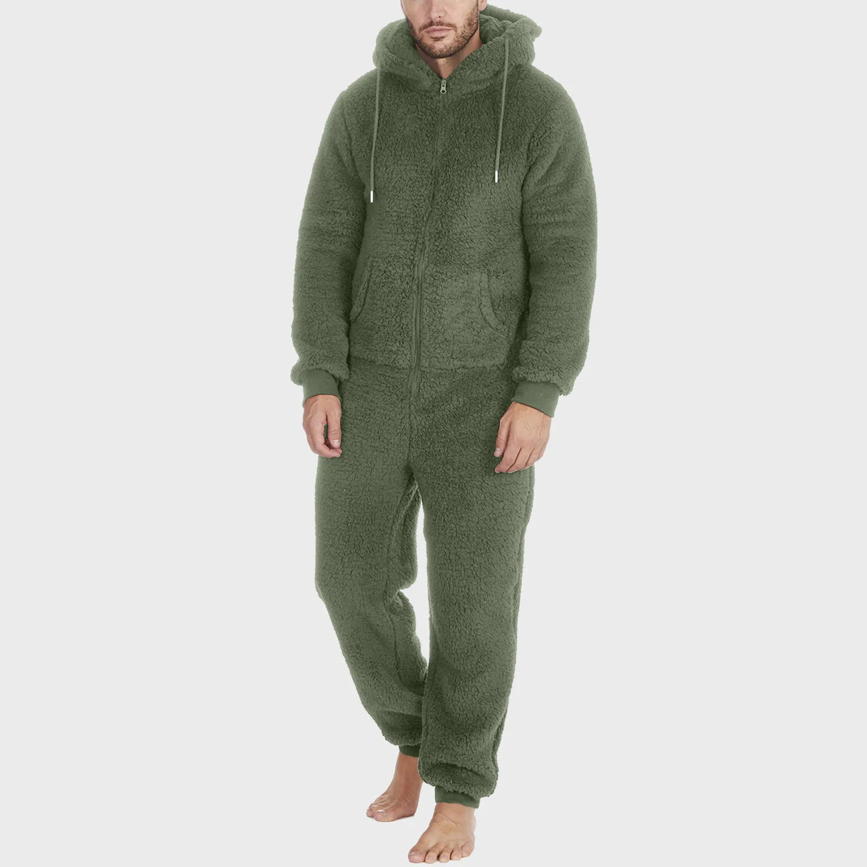 Men Plush Teddy Fleece Pajamas Winter Warm Hoodies