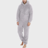 Men Plush Teddy Fleece Pajamas Winter Warm Hoodies