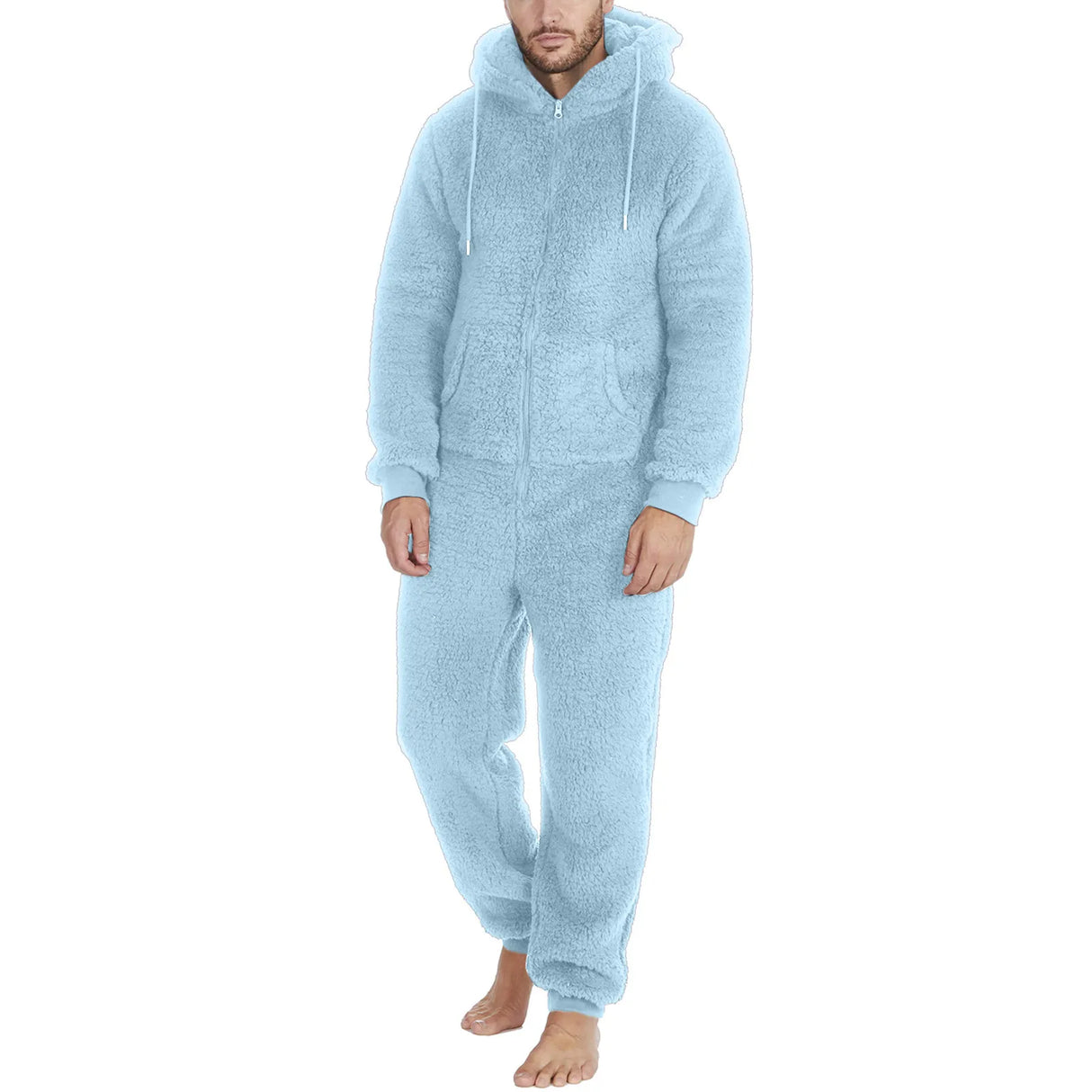 Men Plush Teddy Fleece Pajamas Winter Warm Hoodies