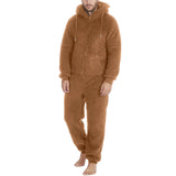 Men Plush Teddy Fleece Pajamas Winter Warm Hoodies