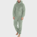 Men Plush Teddy Fleece Pajamas Winter Warm Hoodies