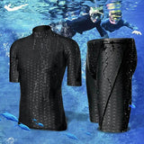 Men Teens Short Sleeve Sharkskin Swimsuit Set Swimming