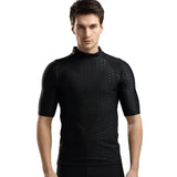 Men Teens Short Sleeve Sharkskin Swimsuit Set Swimming