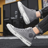 Men Vulcanized Shoes 2021 British Style High Top Casual Sneakers Men Canvas Shoes Man Sports Skateboarding Shoes Fashion Male