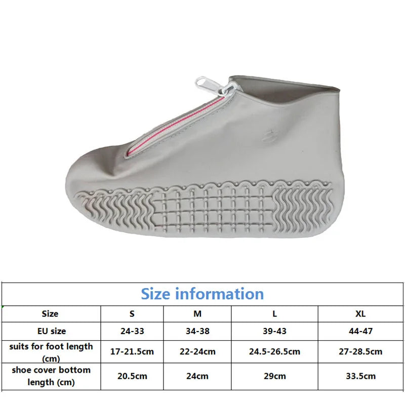 Men White Shoe Covers Zipper Reusable Waterproof Shoes