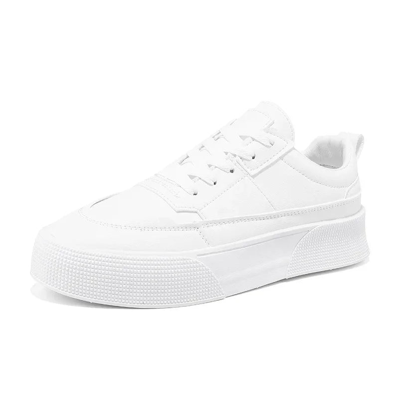 Men White Shoes Leather Casual Sneakers 2023 Trend Platform Shoes Comfortable Vulcanized Shoes for Men White Tenis Masculinos