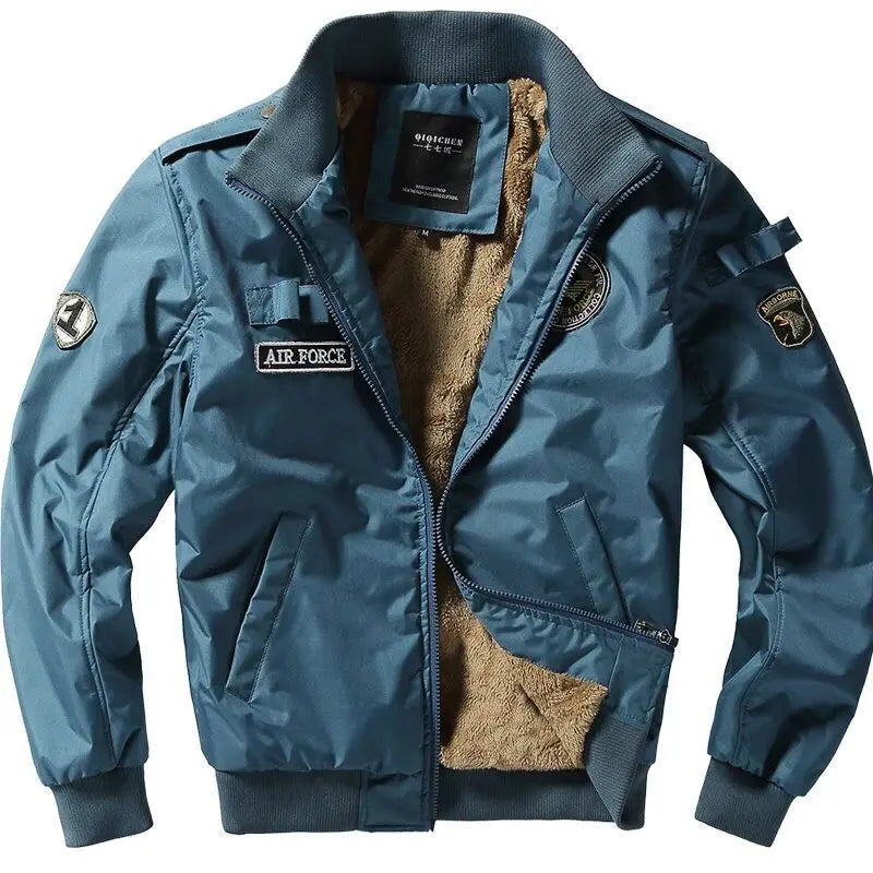 Men Winter Coat Heavy Fleece Male Cardigan Bomber