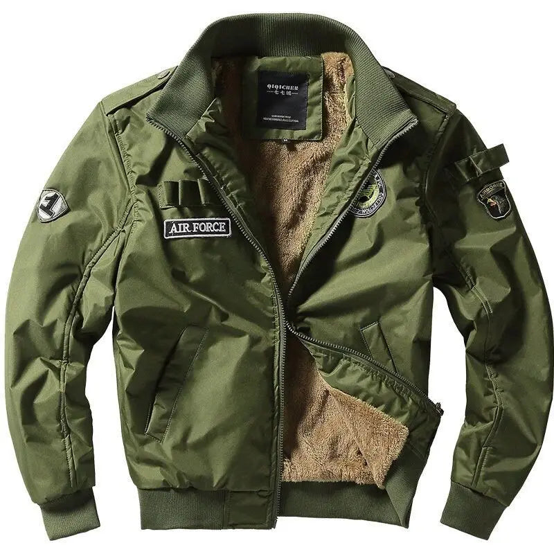Men Winter Coat Heavy Fleece Male Cardigan Bomber