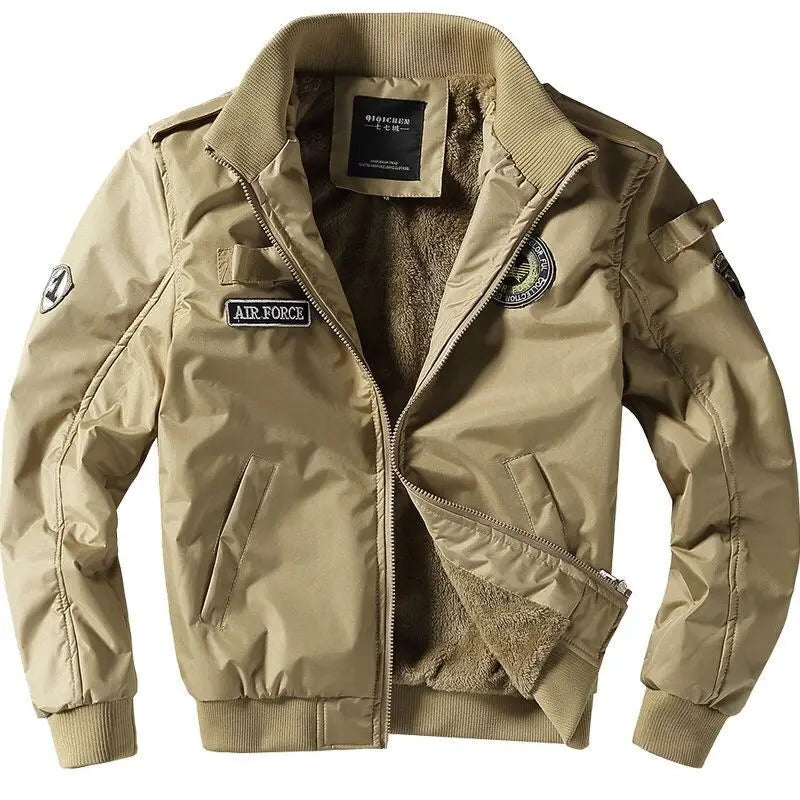 Men Winter Coat Heavy Fleece Male Cardigan Bomber