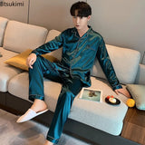 Men's Casual Pajamas Sets Oversized Silk Mens Pajama