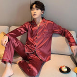 Men's Casual Pajamas Sets Oversized Silk Mens Pajama