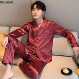 Men's Casual Pajamas Sets Oversized Silk Mens Pajama