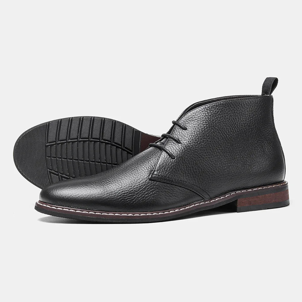 Men's Casual Shoes Tooling Genuine leather Boots Retro Polished Color Desert Boots Men Lace-Up Oxfords， Large Size Shoes 39-50