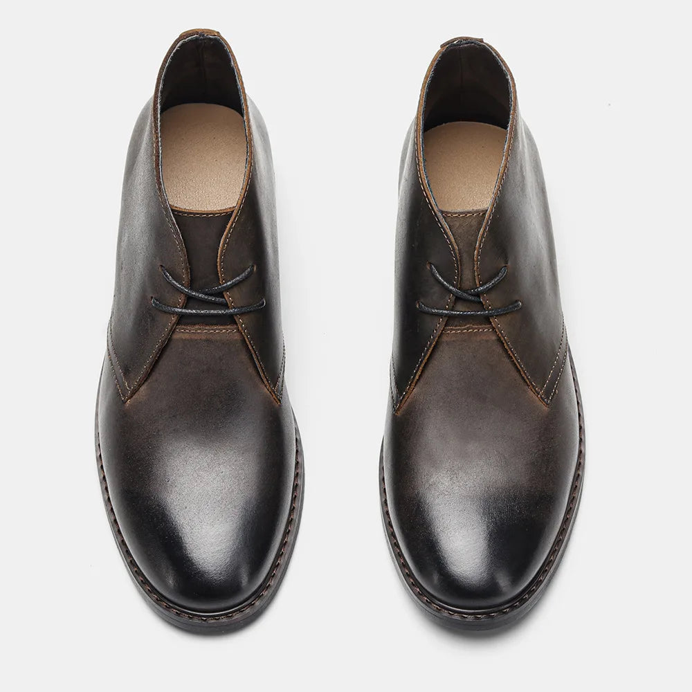 Men's Casual Shoes Tooling Genuine leather Boots Retro Polished Color Desert Boots Men Lace-Up Oxfords， Large Size Shoes 39-50