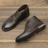 Men's Casual Shoes Tooling Genuine leather Boots Retro Polished Color Desert Boots Men Lace-Up Oxfords， Large Size Shoes 39-50