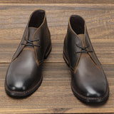 Men's Casual Shoes Tooling Genuine leather Boots Retro Polished Color Desert Boots Men Lace-Up Oxfords， Large Size Shoes 39-50