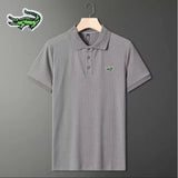 Men's Embroidery Brand Knitted Stripe Ice Polo Shirt