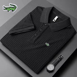 Men's Embroidery Brand Knitted Stripe Ice Polo Shirt