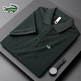 Men's Embroidery Brand Knitted Stripe Ice Polo Shirt