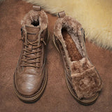 Men's Leather Boots 2023 Winter Platform Warm Fur