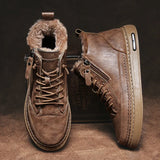 Men's Leather Boots 2023 Winter Platform Warm Fur