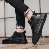 Men's Leather Boots 2023 Winter Platform Warm Fur