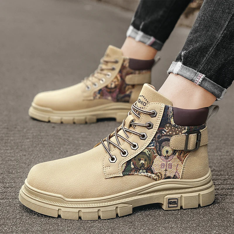 Men's Martin Boots Outdoor Work & Safety Shoes Classics Ankle Boots High Top Fashion Labor Protection Shoes Chinese Style