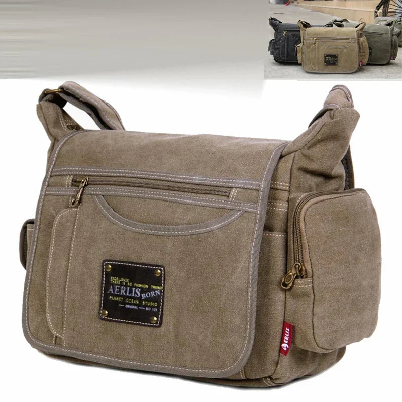 Men's Vintage Canvas Bag Men Casual Crossbody Bag
