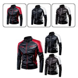 Men's Winter Pu Jacket Motorcycle Waterproof Cool Contrast