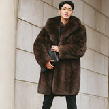 Men's fur coats mimic fox long trench coats